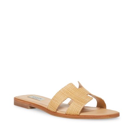 Sandalias de Diapositivas Steve Madden Hadyn Raffia Mujer Beige | ES DPE602